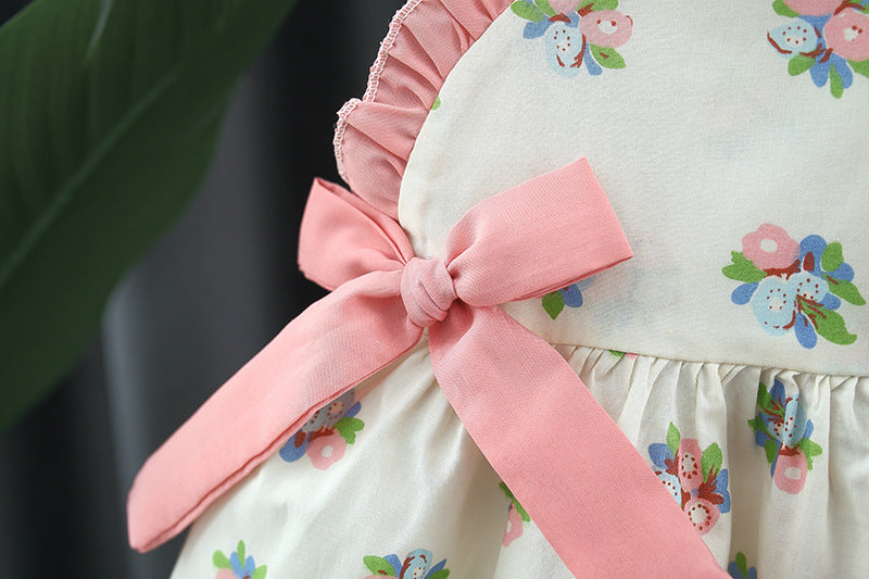 Vestido Infantil Florzinhas e Laçinhos + Chapéu