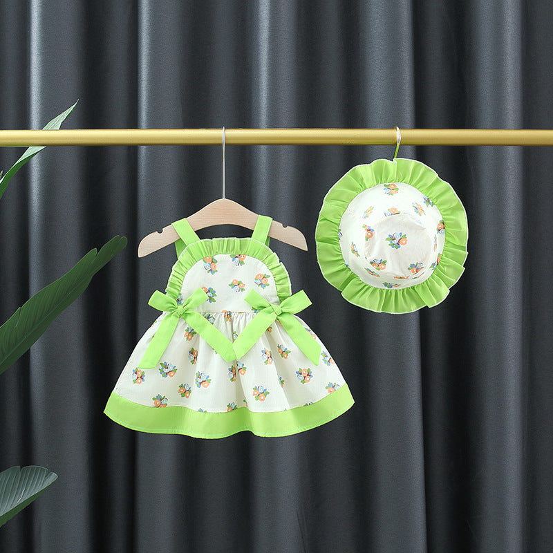 Vestido Infantil Florzinhas e Laçinhos + Chapéu