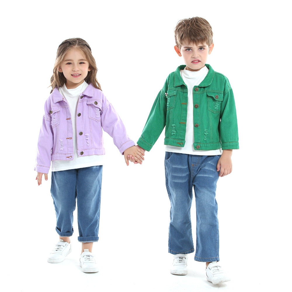 Jaqueta Infantil Jeans Colors Botões