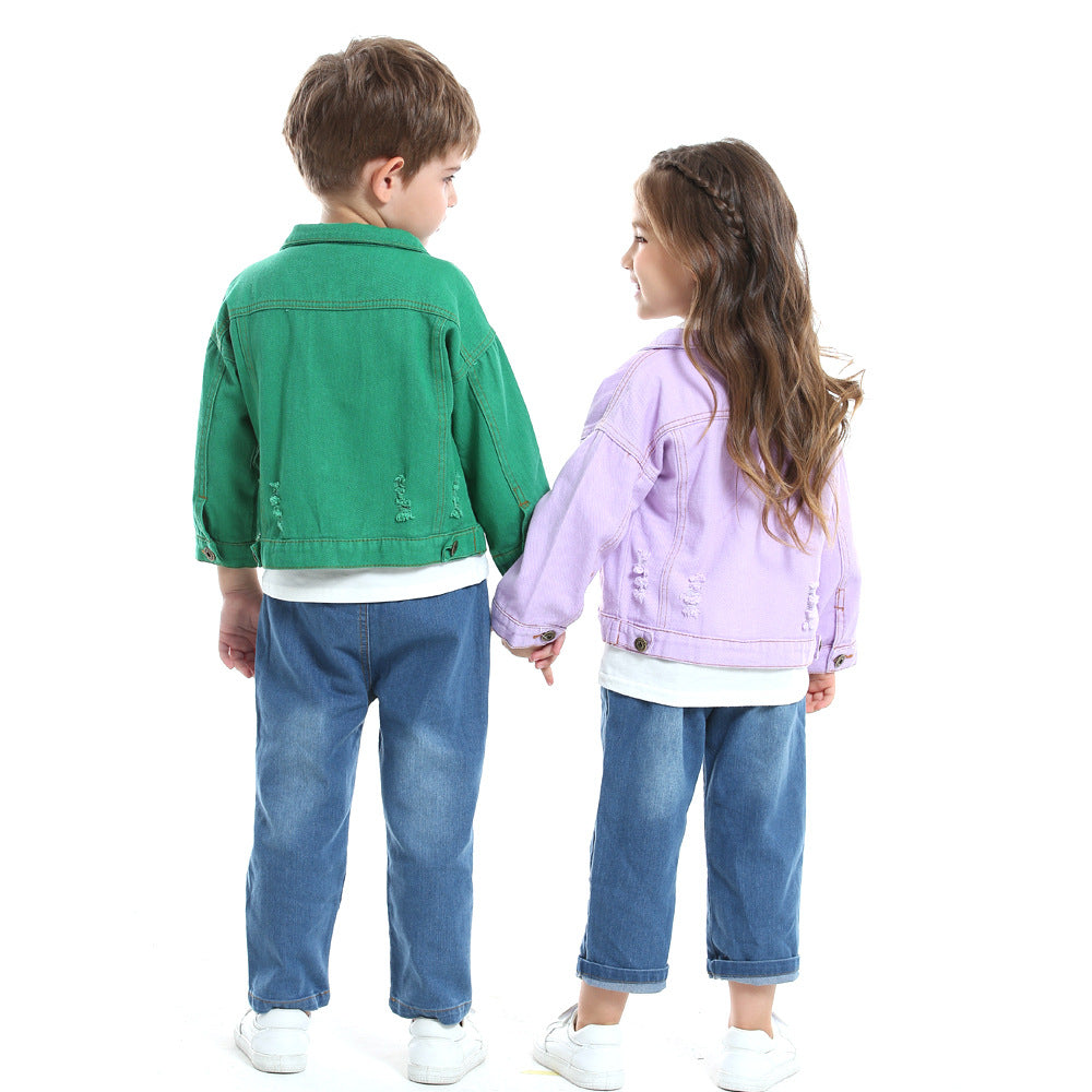 Jaqueta Infantil Jeans Colors Botões