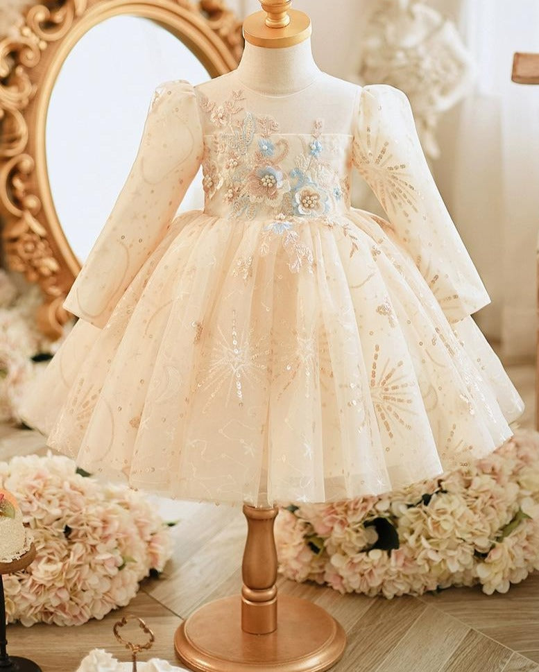 Vestido Infantil De Festa Brilhante Flores