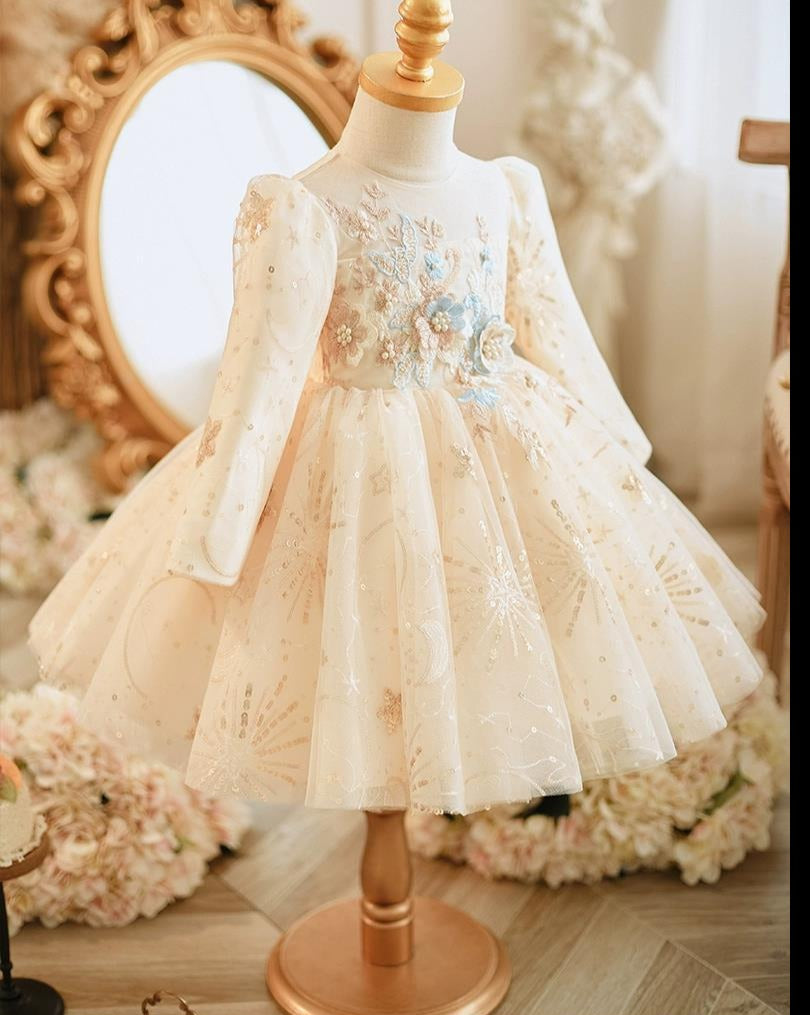 Vestido Infantil De Festa Brilhante Flores