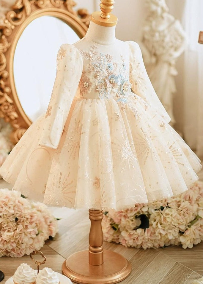 Vestido Infantil De Festa Brilhante Flores