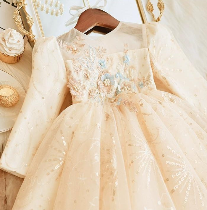 Vestido Infantil De Festa Brilhante Flores