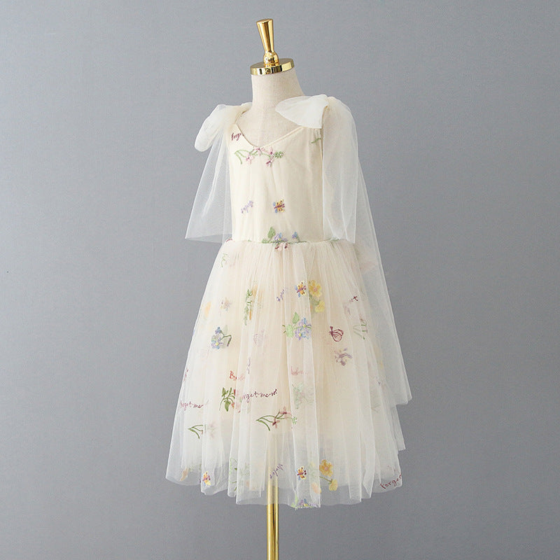 Vestido Infantil Laço Bordado Florzinhas