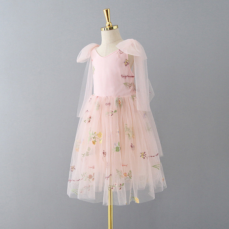 Vestido Infantil Laço Bordado Florzinhas