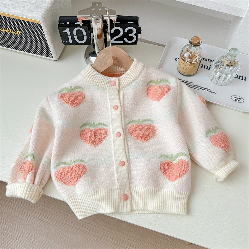 Cardigan Infantil Feminino Frutinha Coração