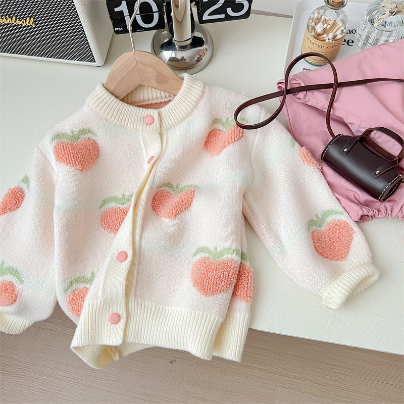 Cardigan Infantil Feminino Frutinha Coração