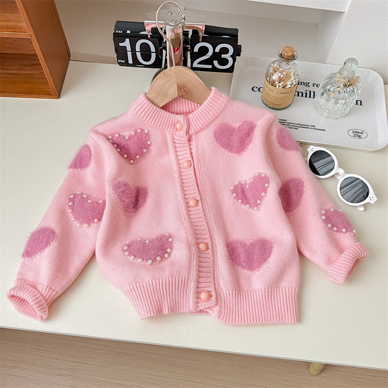 Cardigan Infantil Pérolas Coraçõeszinhos