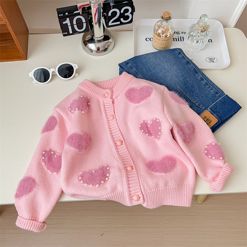 Cardigan Infantil Pérolas Coraçõeszinhos