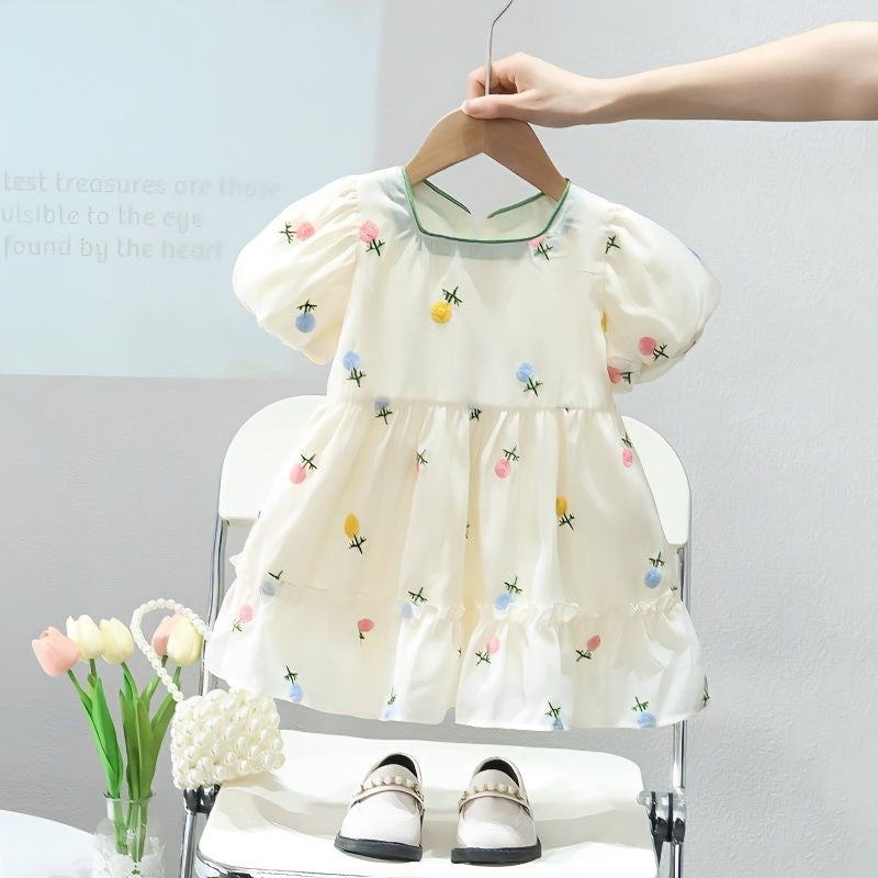 Vestido Infantil Florzinhas e Laço