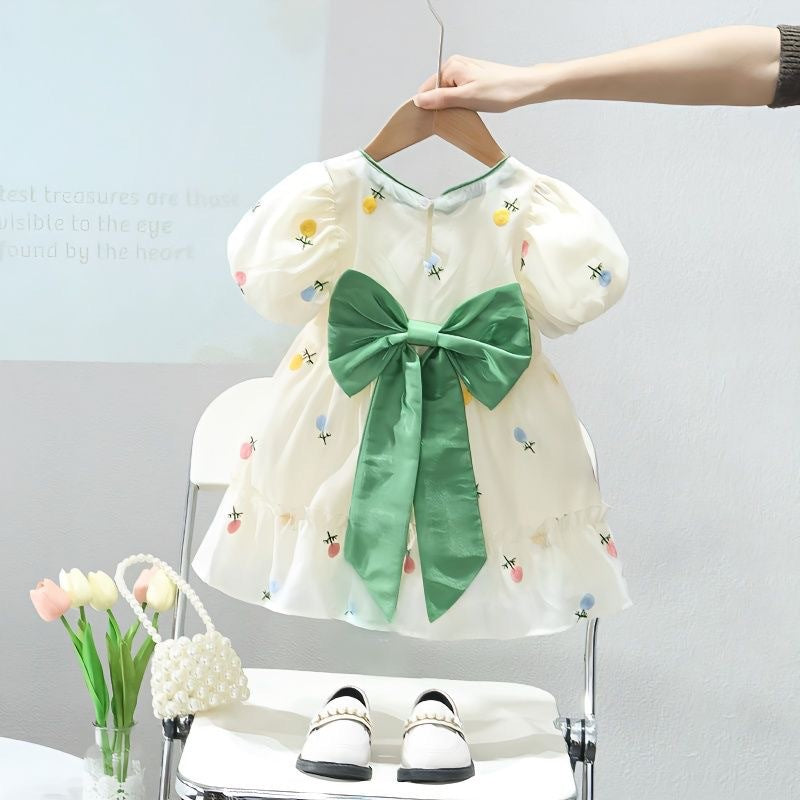 Vestido Infantil Florzinhas e Laço