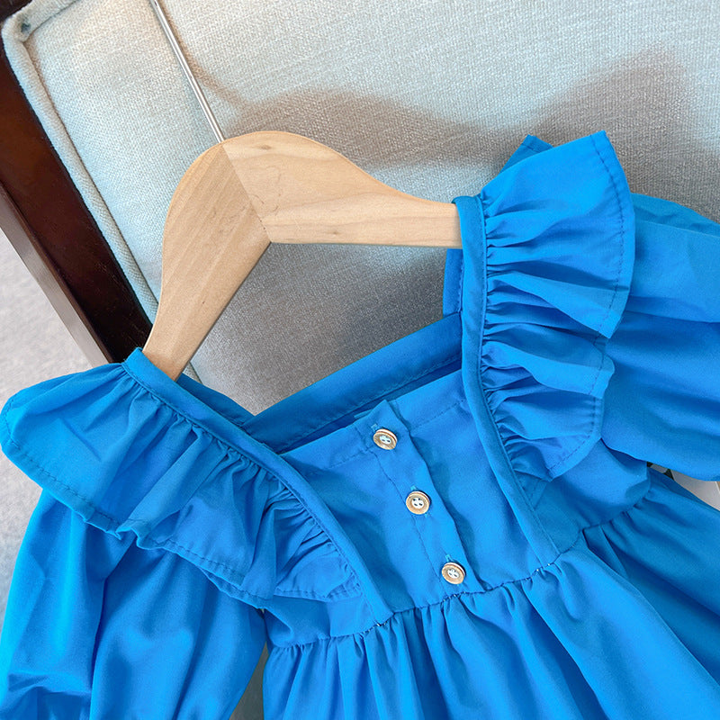 Vestido Infantil Azul Botõezinhos