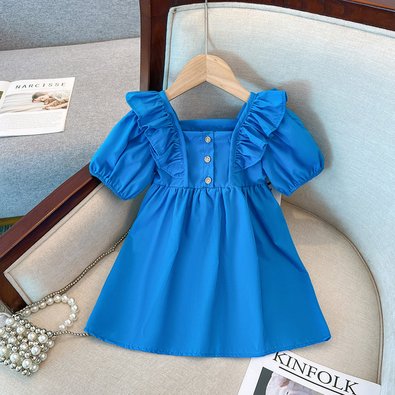 Vestido Infantil Azul Botõezinhos