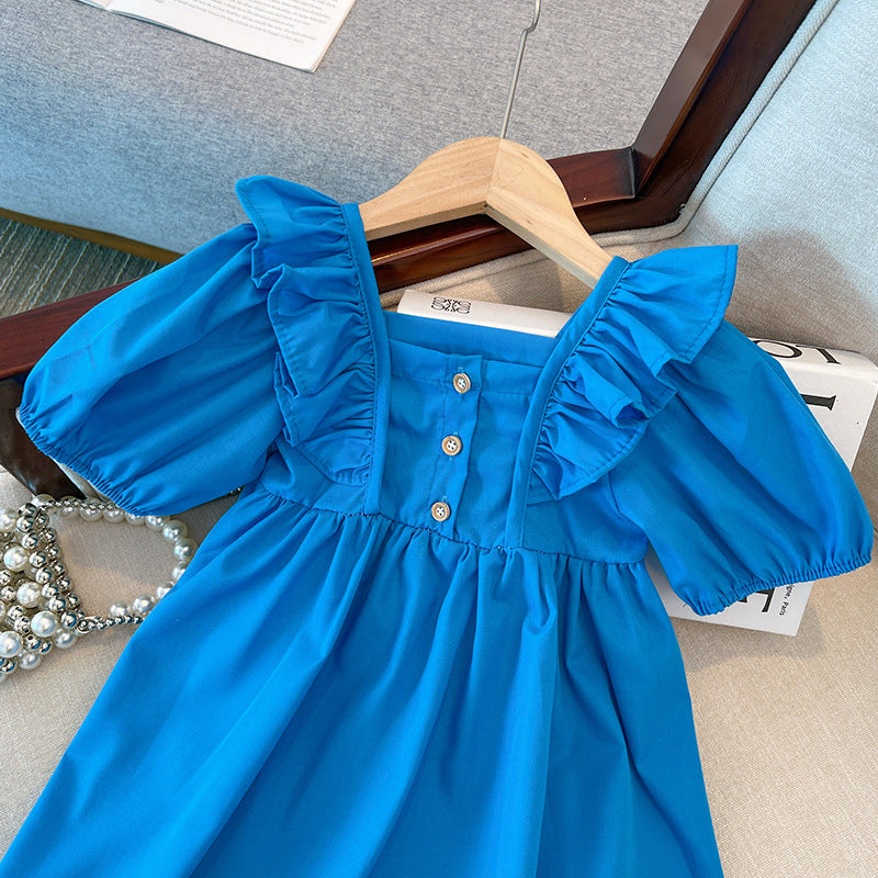 Vestido Infantil Azul Botõezinhos