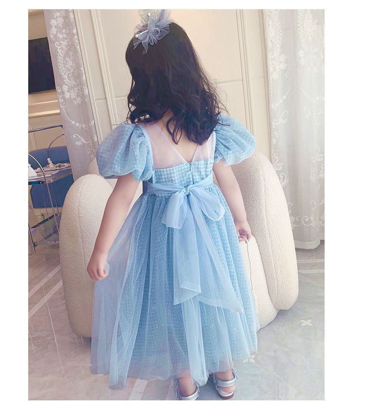 Vestido Infantil Azul Brilhos e Laço