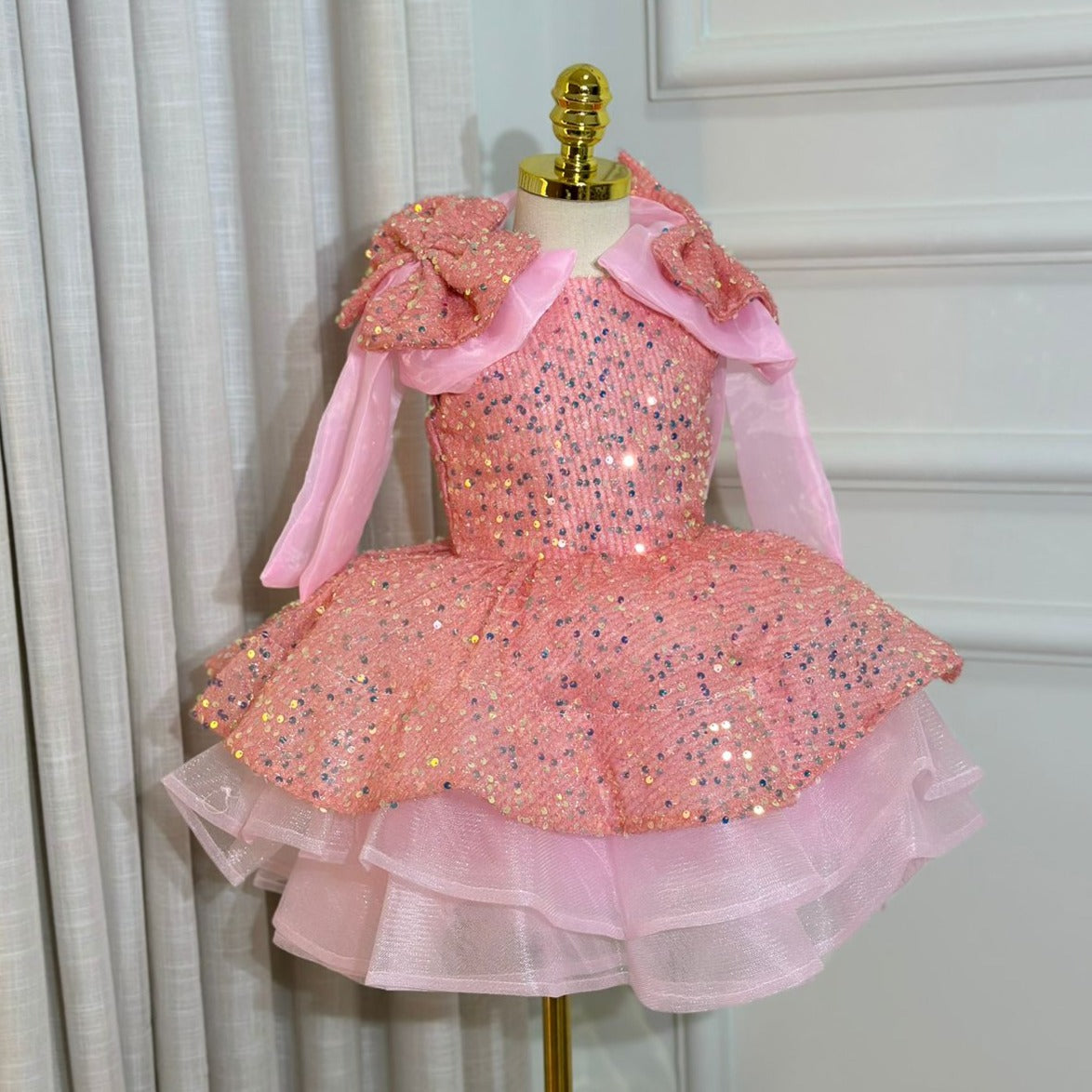 Vestido De Festa Infantil Lantejoulas Lacinho