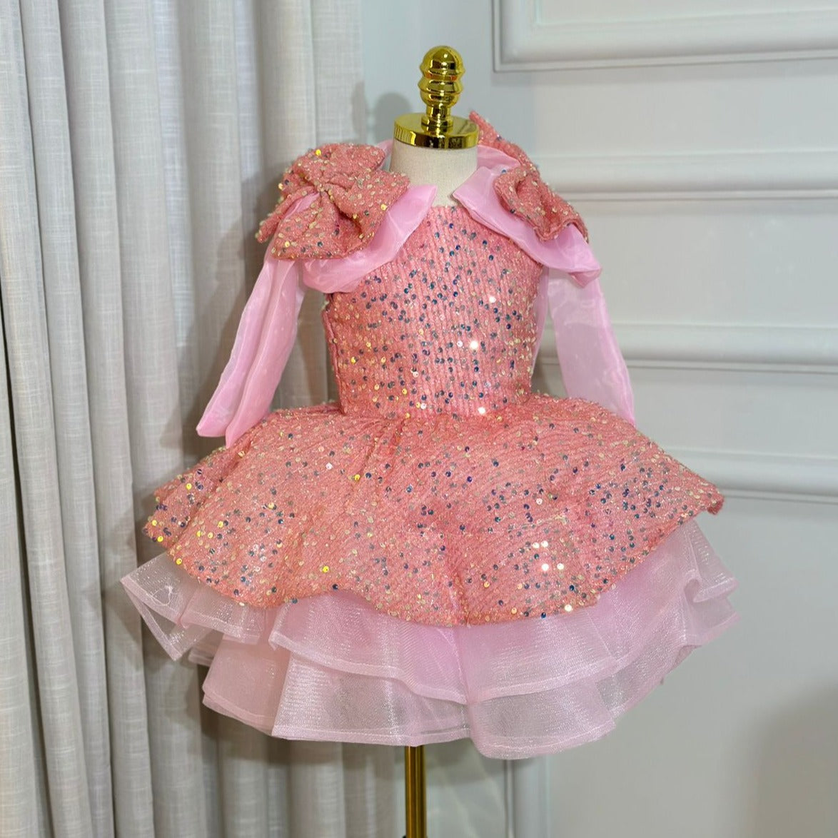 Vestido De Festa Infantil Lantejoulas Lacinho