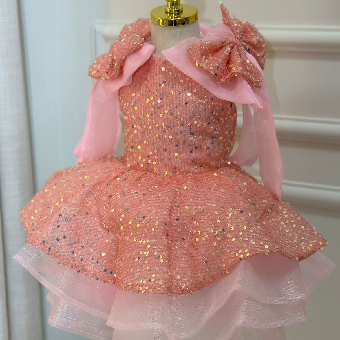 Vestido De Festa Infantil Lantejoulas Lacinho