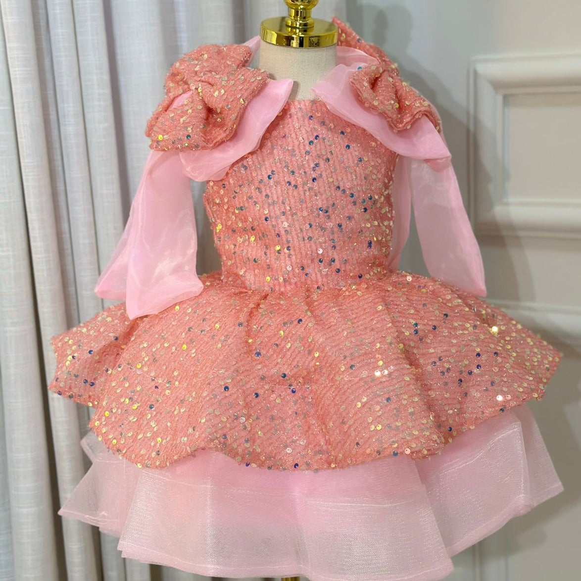 Vestido De Festa Infantil Lantejoulas Lacinho