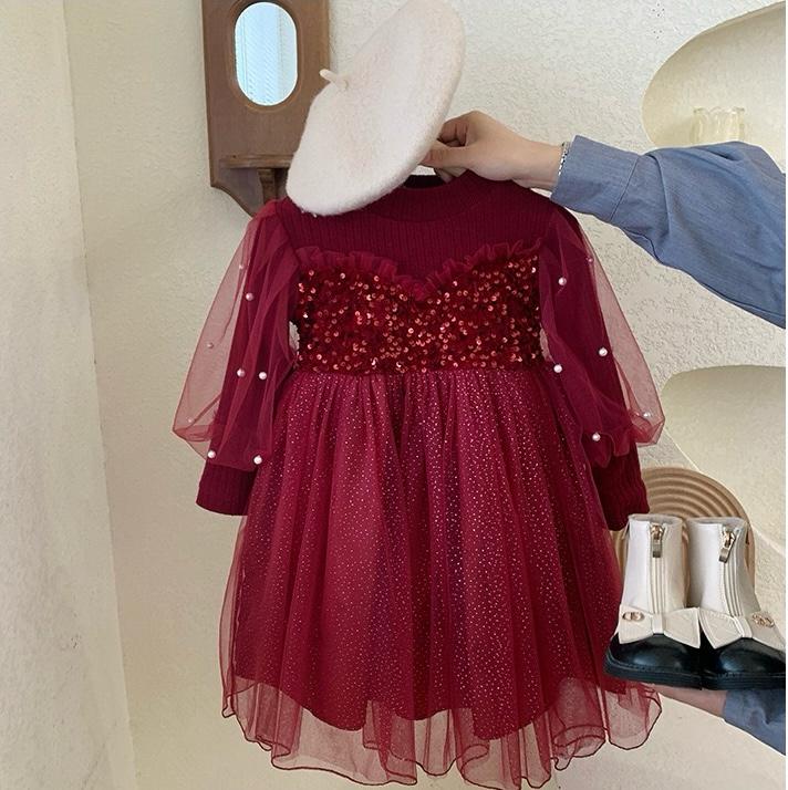 Vestido Infantil De Festa Pérolas Brilhante