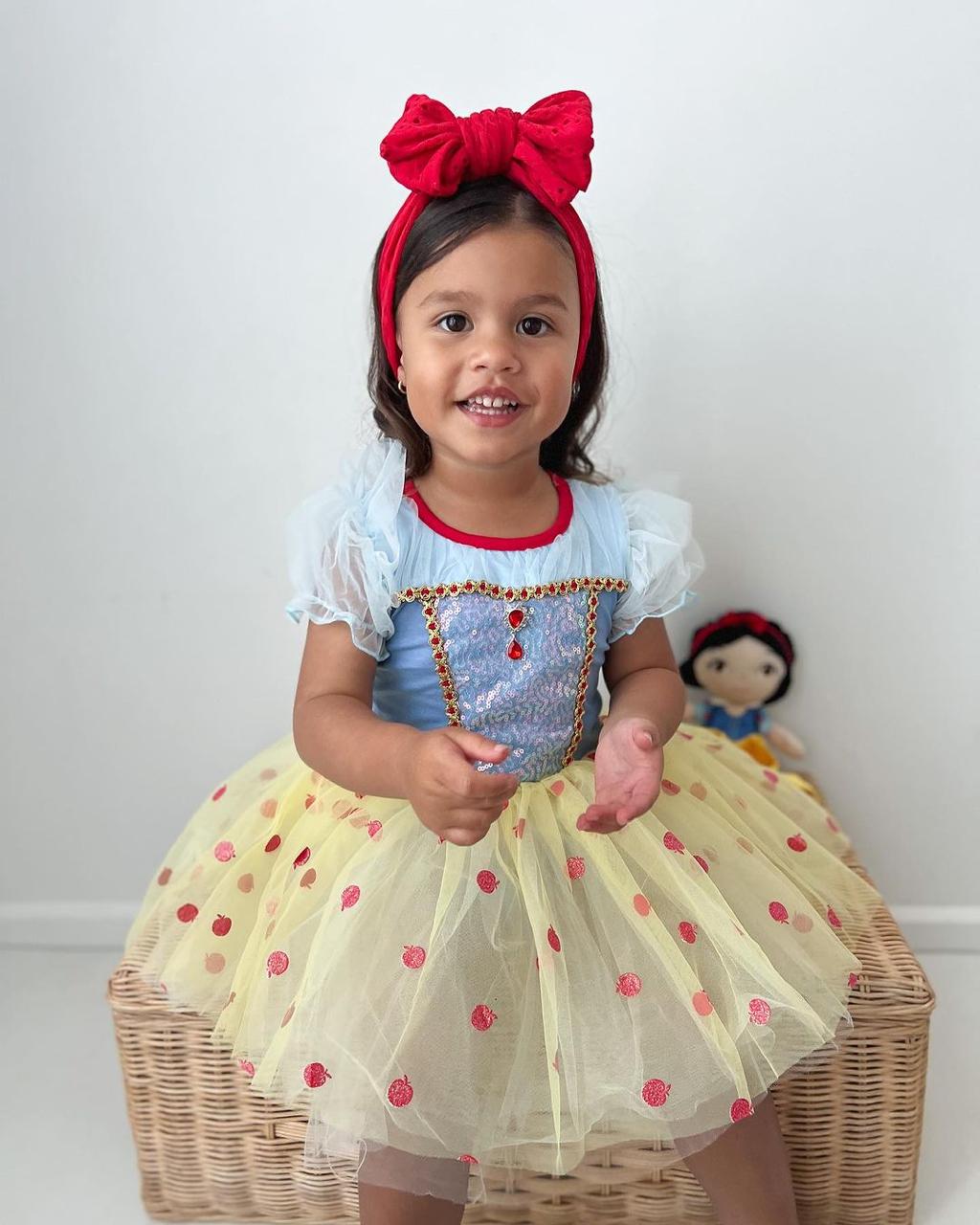 Vestido Infantil Branca de Neve