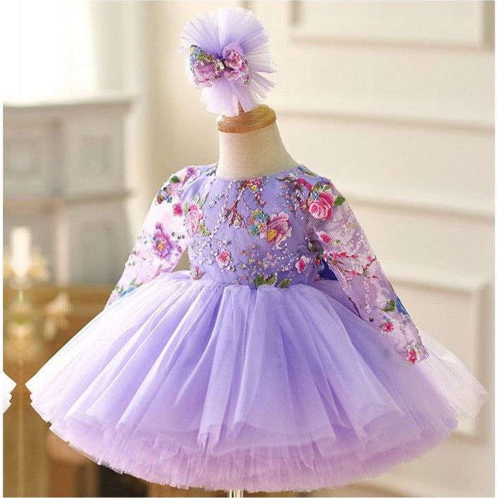 Vestido De Festa Infantil Roxo Brilhante