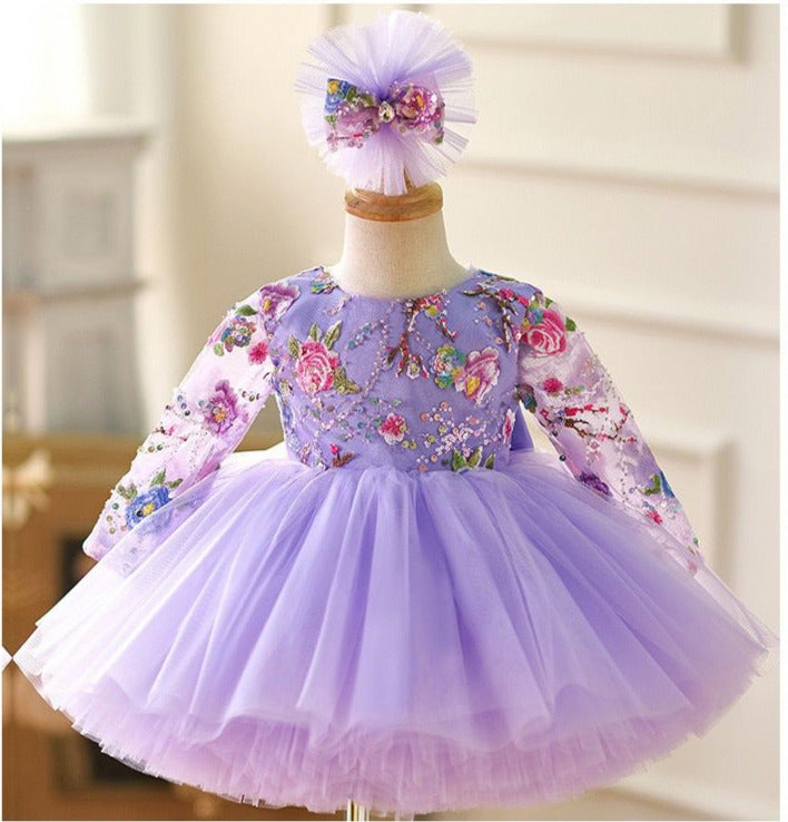 Vestido De Festa Infantil Roxo Brilhante