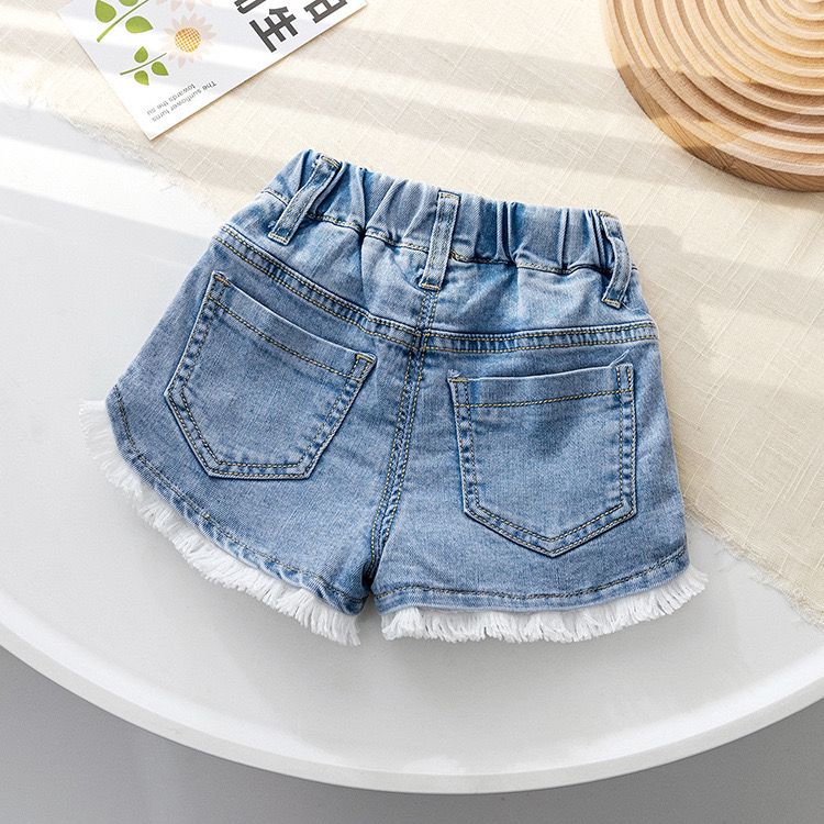 Shorts Infantil Feminino Jeans Florzinhas