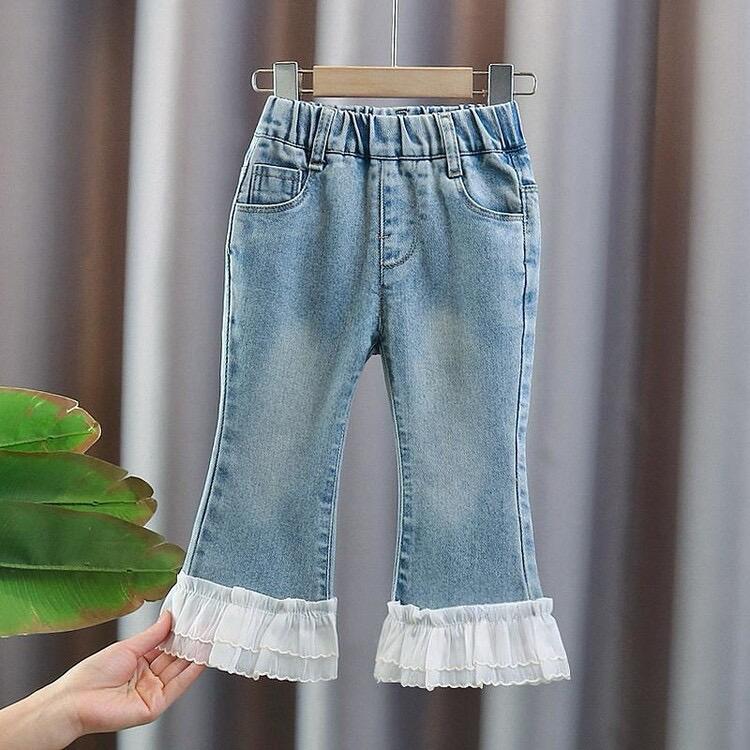 Calça Infantil Feminina Jeans Barrinha Tule