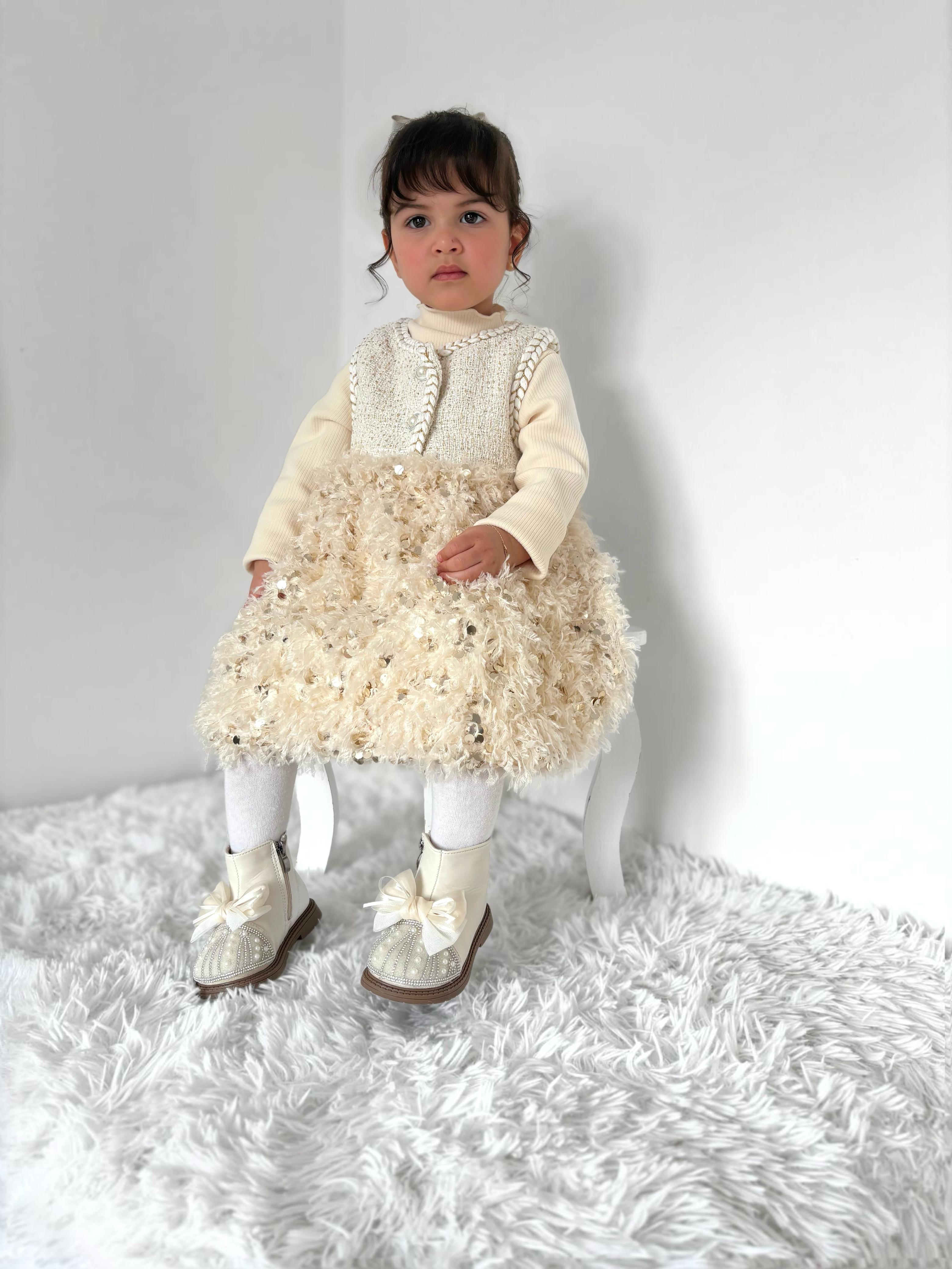 Conjunto Vestido Infantil Pelinhos Brilhante