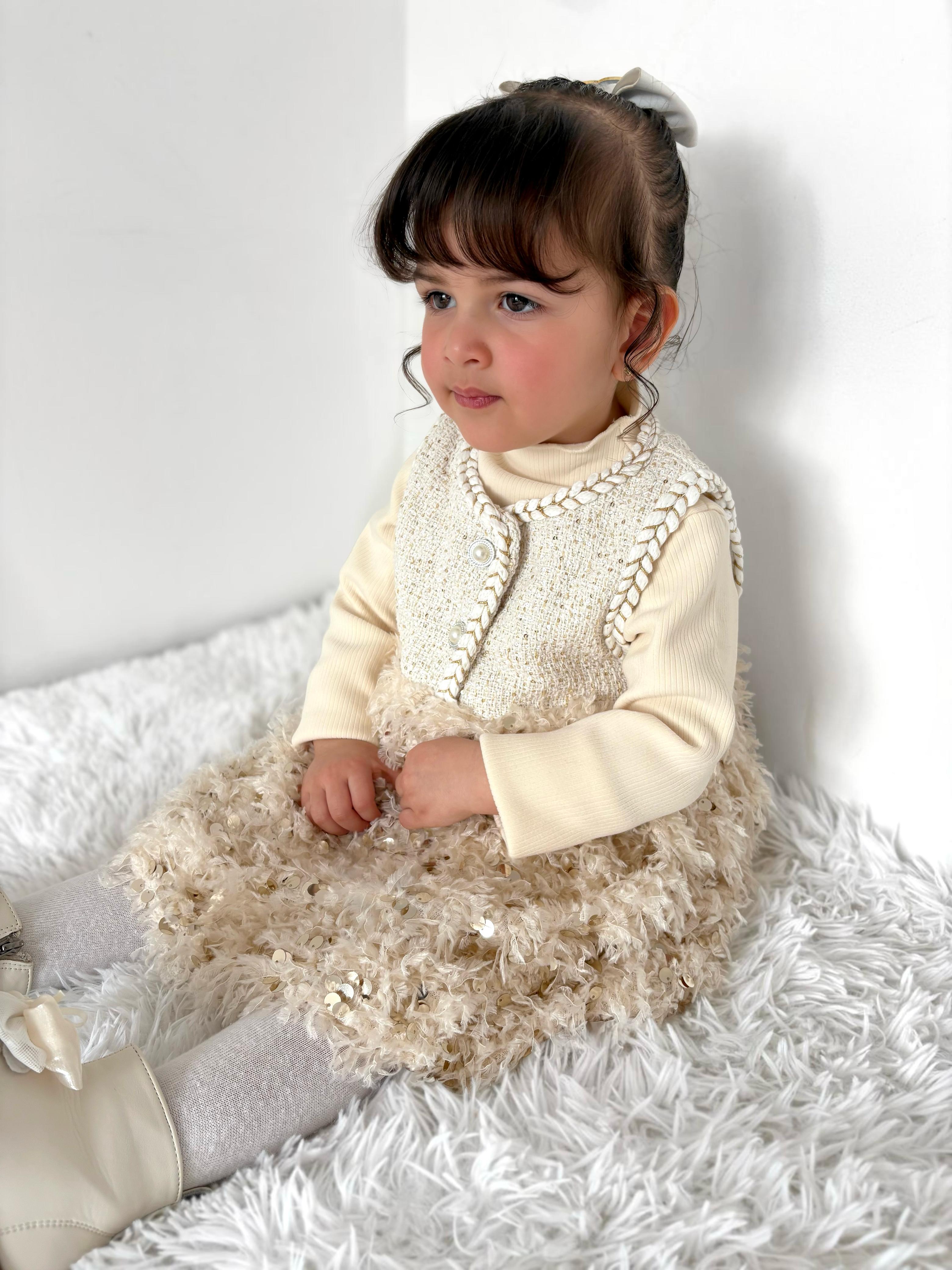 Conjunto Vestido Infantil Pelinhos Brilhante