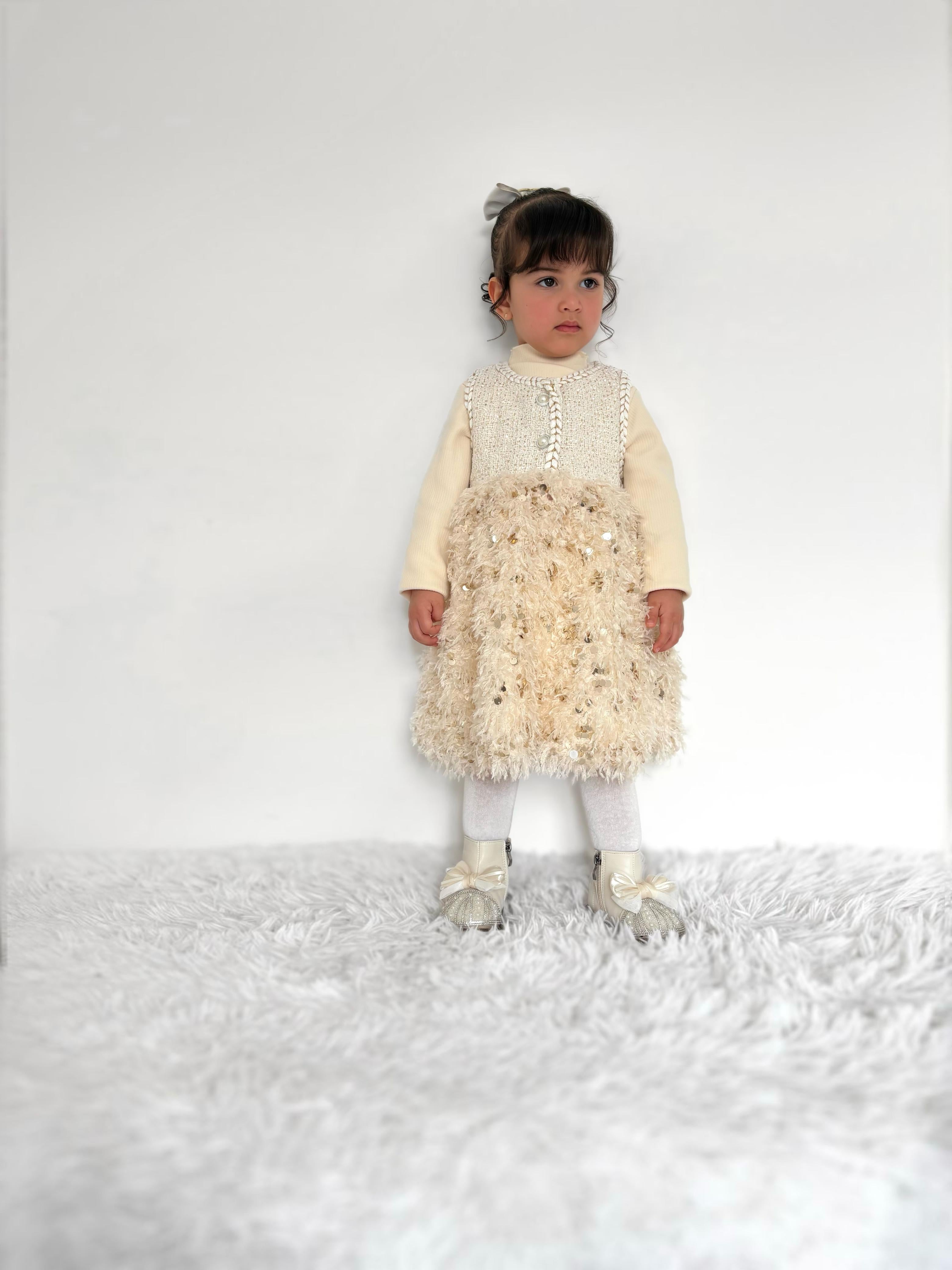 Conjunto Vestido Infantil Pelinhos Brilhante