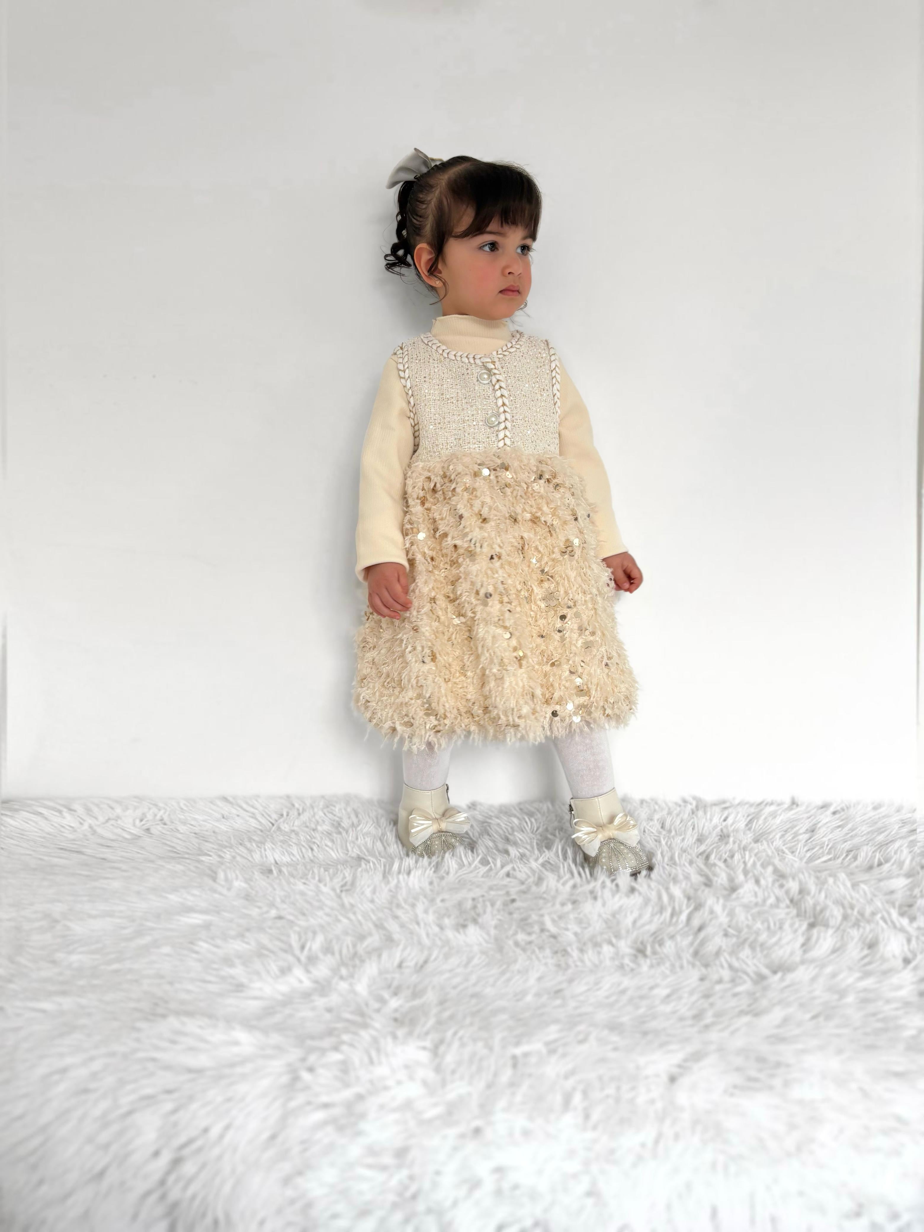 Conjunto Vestido Infantil Pelinhos Brilhante