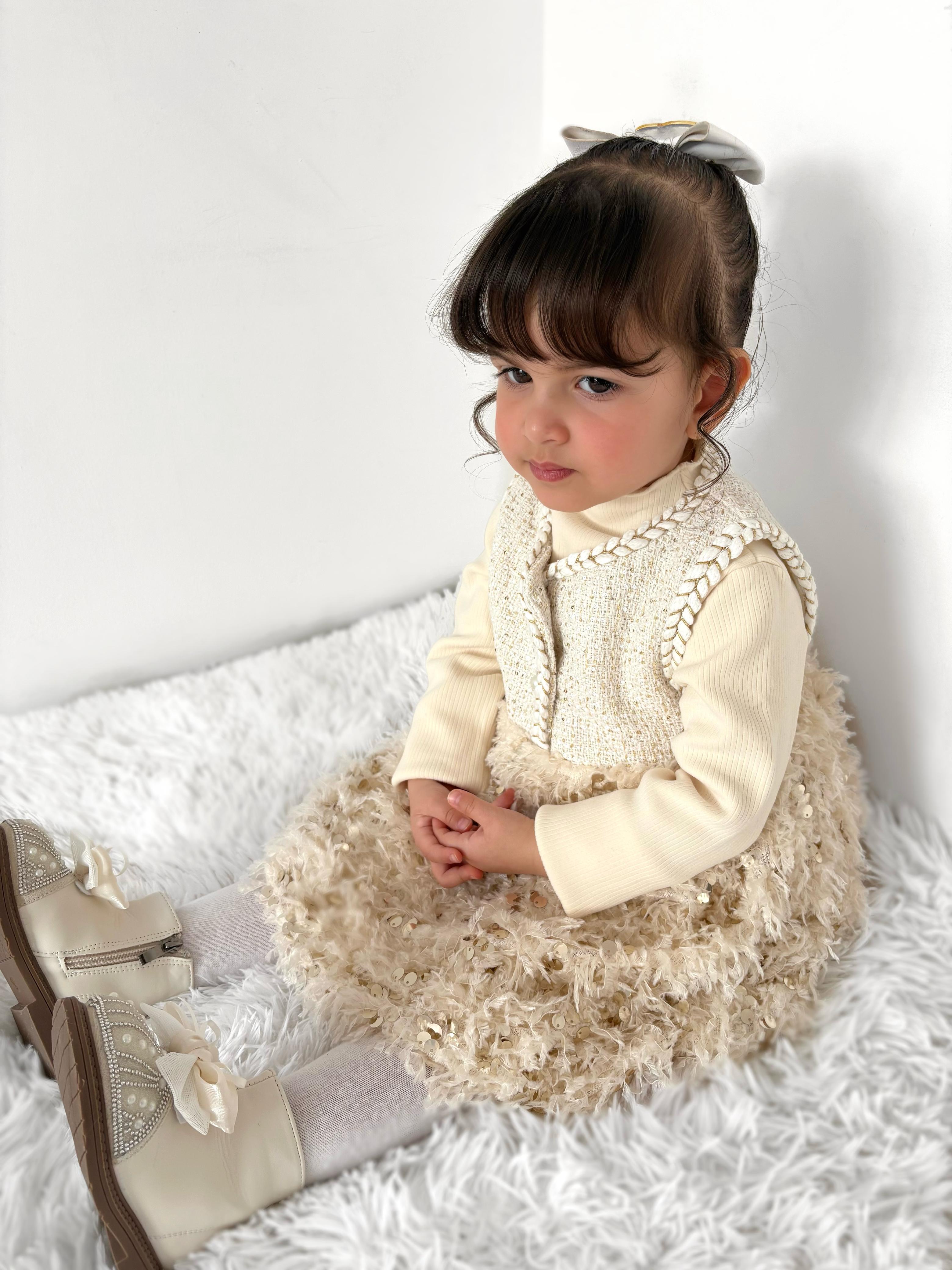 Conjunto Vestido Infantil Pelinhos Brilhante