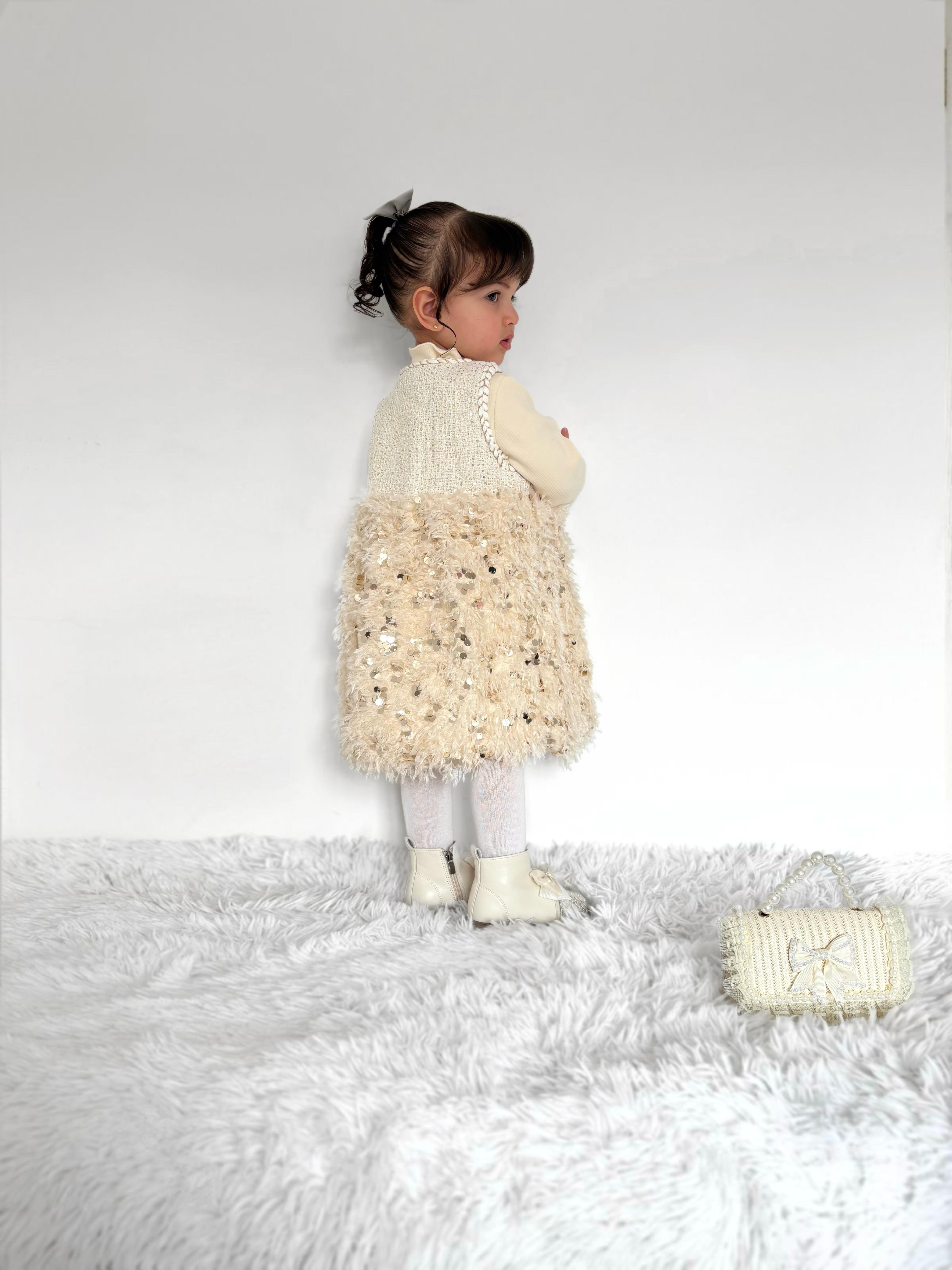 Conjunto Vestido Infantil Pelinhos Brilhante