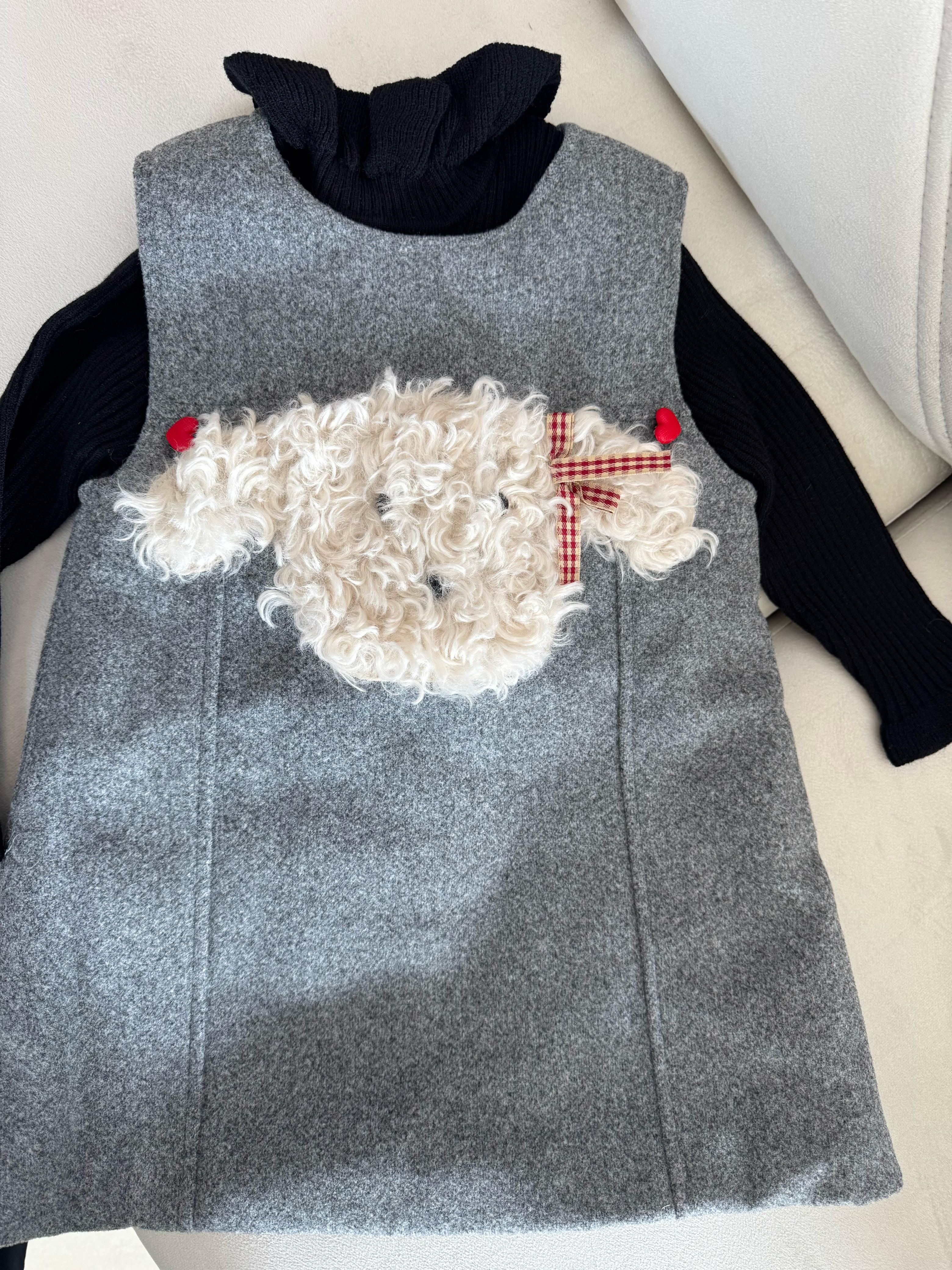 Vestido + Blusa Infantil Inverno Cachorrinho