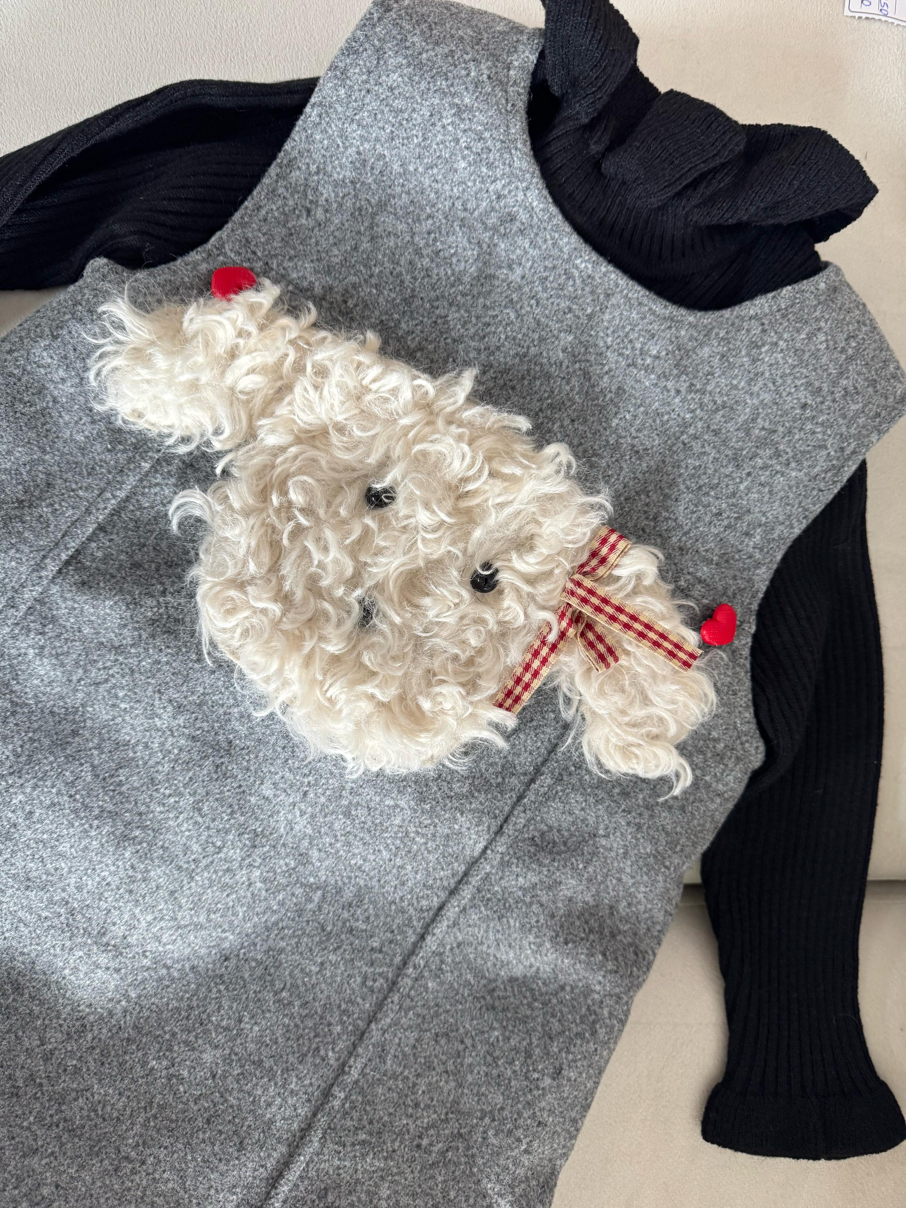 Vestido + Blusa Infantil Inverno Cachorrinho