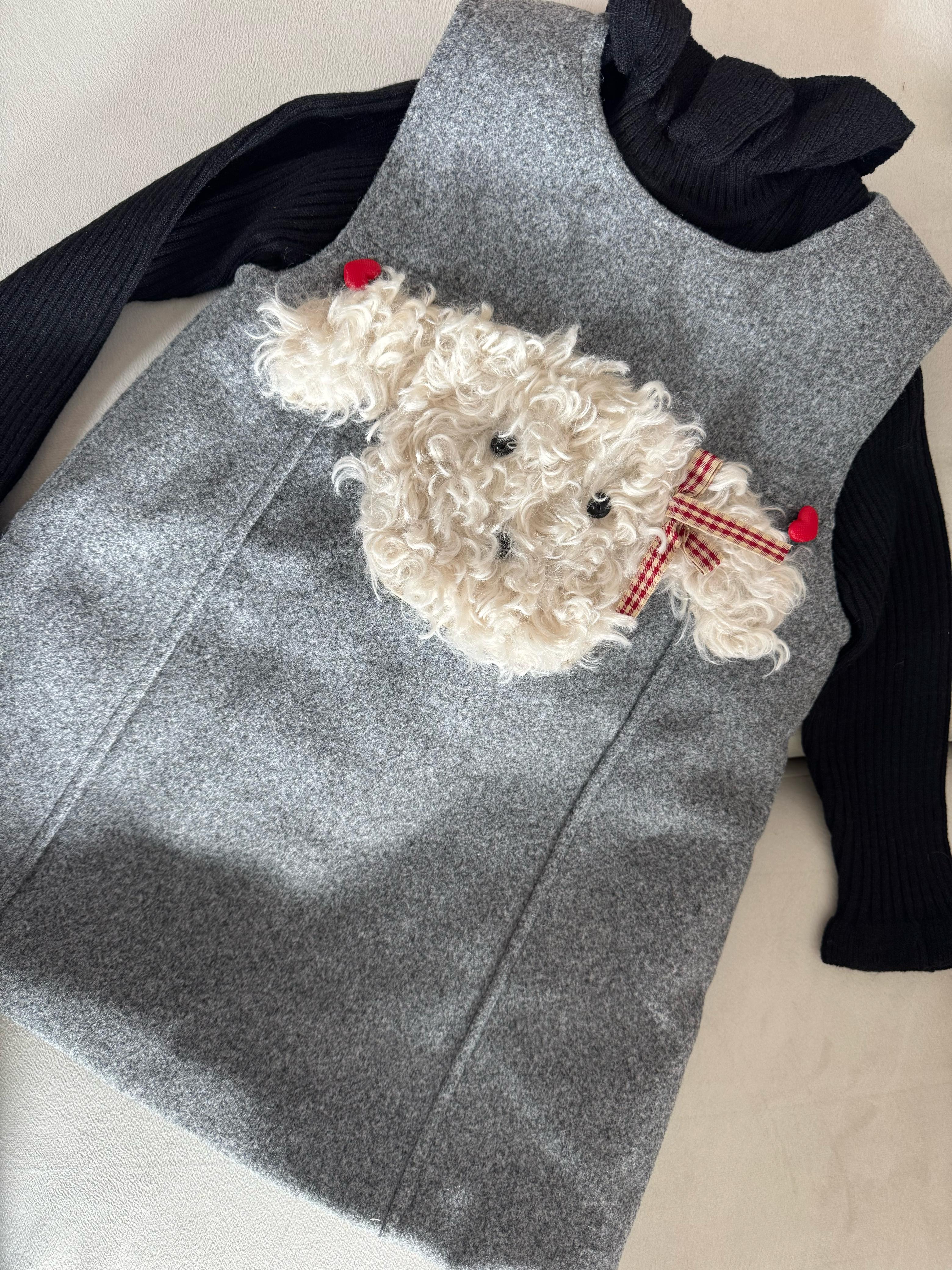 Vestido + Blusa Infantil Inverno Cachorrinho