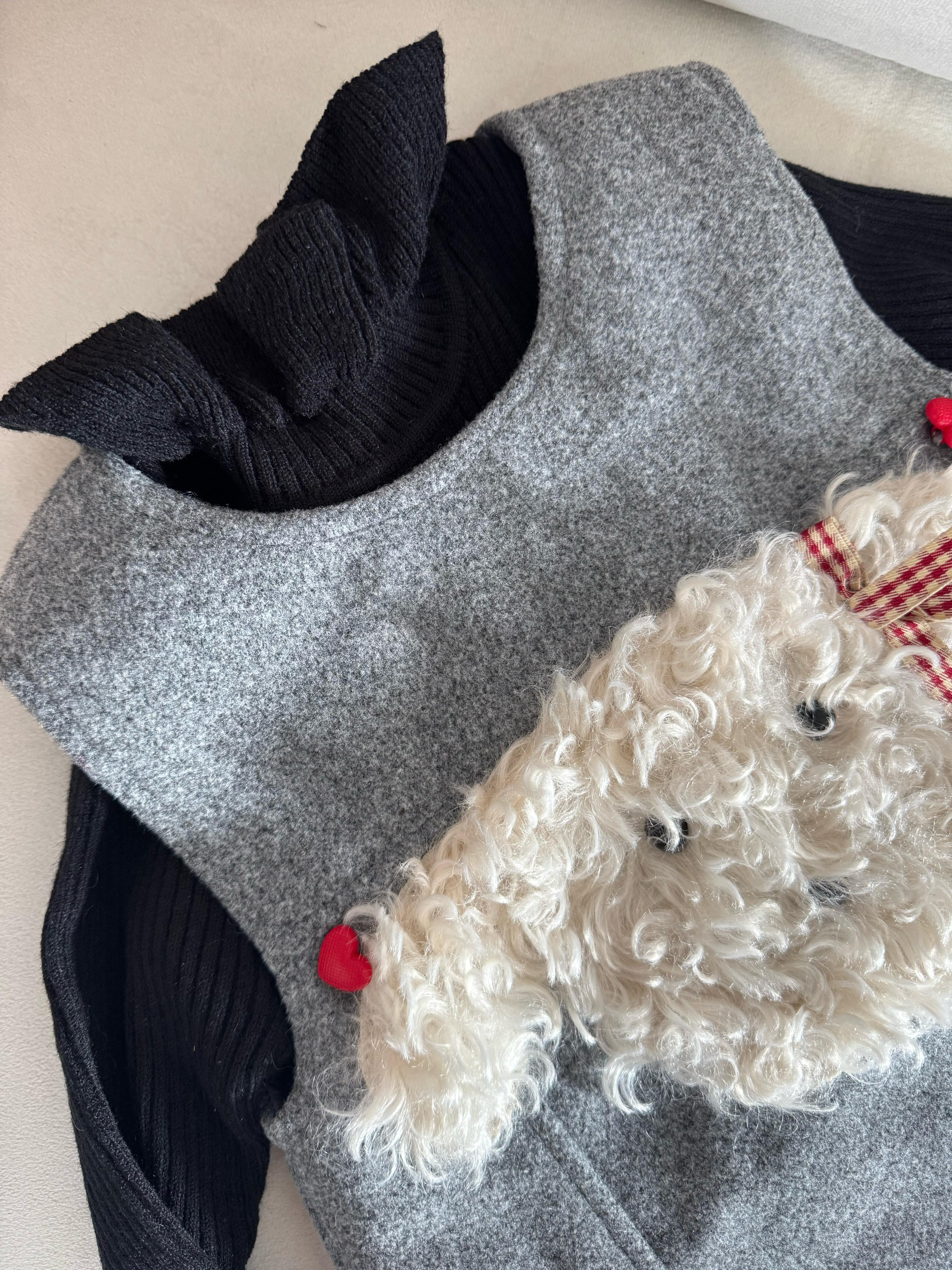 Vestido + Blusa Infantil Inverno Cachorrinho