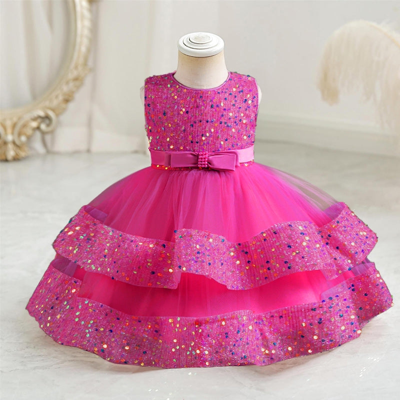 Vestido De Festa Infantil Brilhoso Lacinho