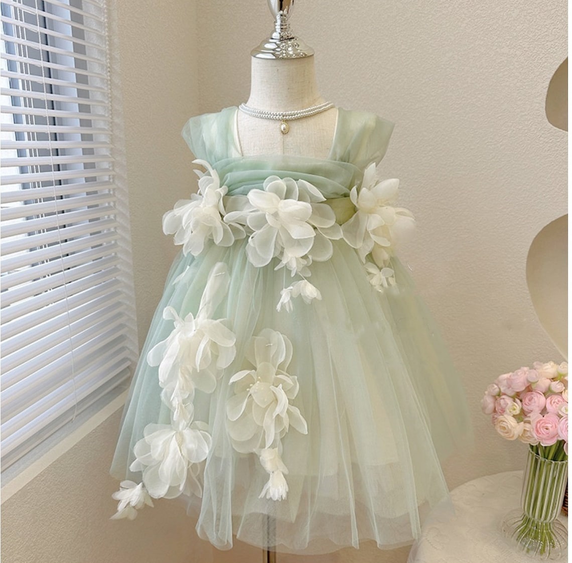 Vestido Infantil Tule Florzinhas