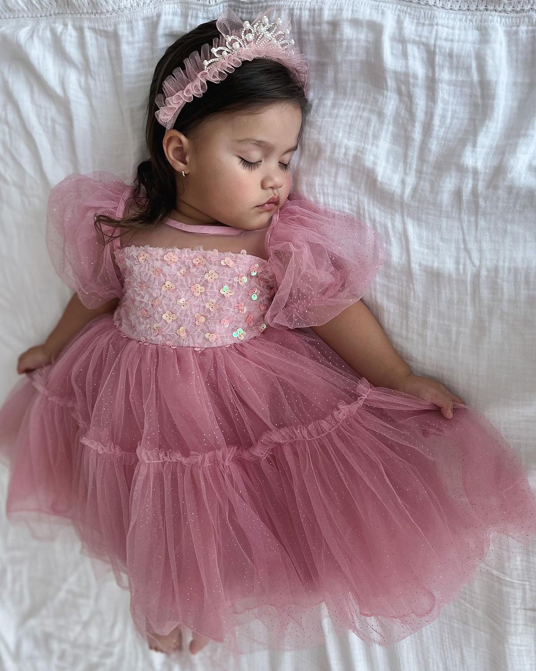Vestido Infantil Rosa Tule e Brilhos