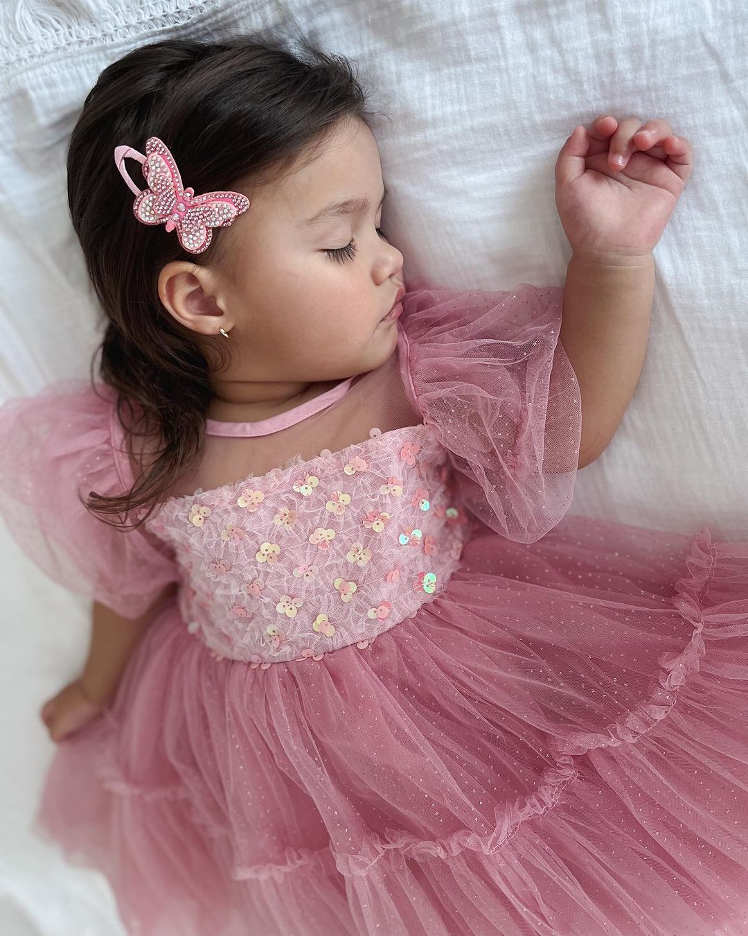 Vestido Infantil Rosa Tule e Brilhos