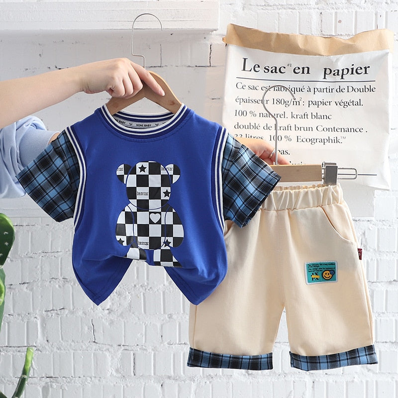 Conjunto Infantil Masculino Xadrez Ursinho