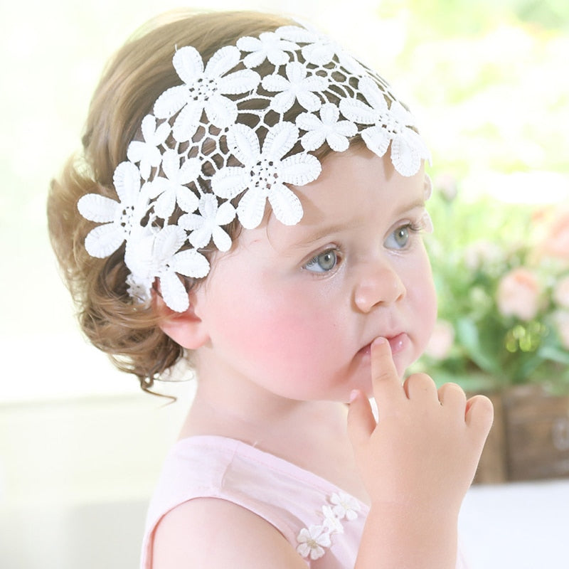 Tiara Infantil Branca Floral