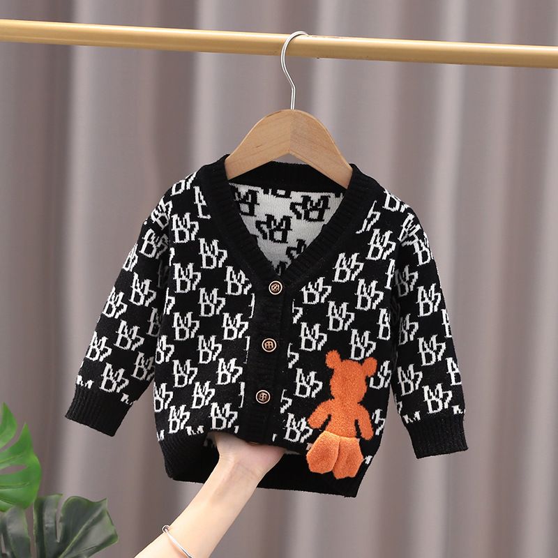 Blusa de Frio Cardigan Infantil Moshio Cardigan Loja Click Certo Preto 6-12 Meses 