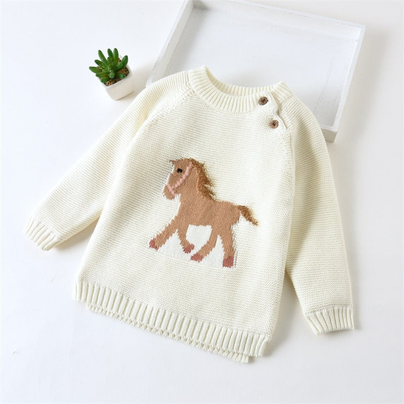 Blusa de Frio Horse blusa Loja Click Certo Branco 12-24 Meses 