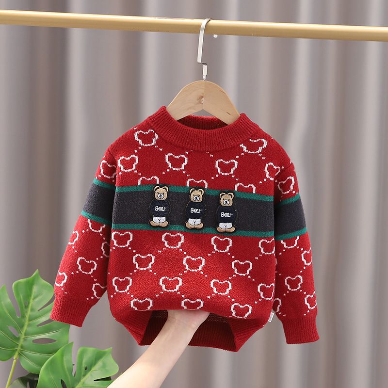 Blusa de Frio Infantil G&D Ursinhos blusa Loja Click Certo Vermelho 6-12 Meses 