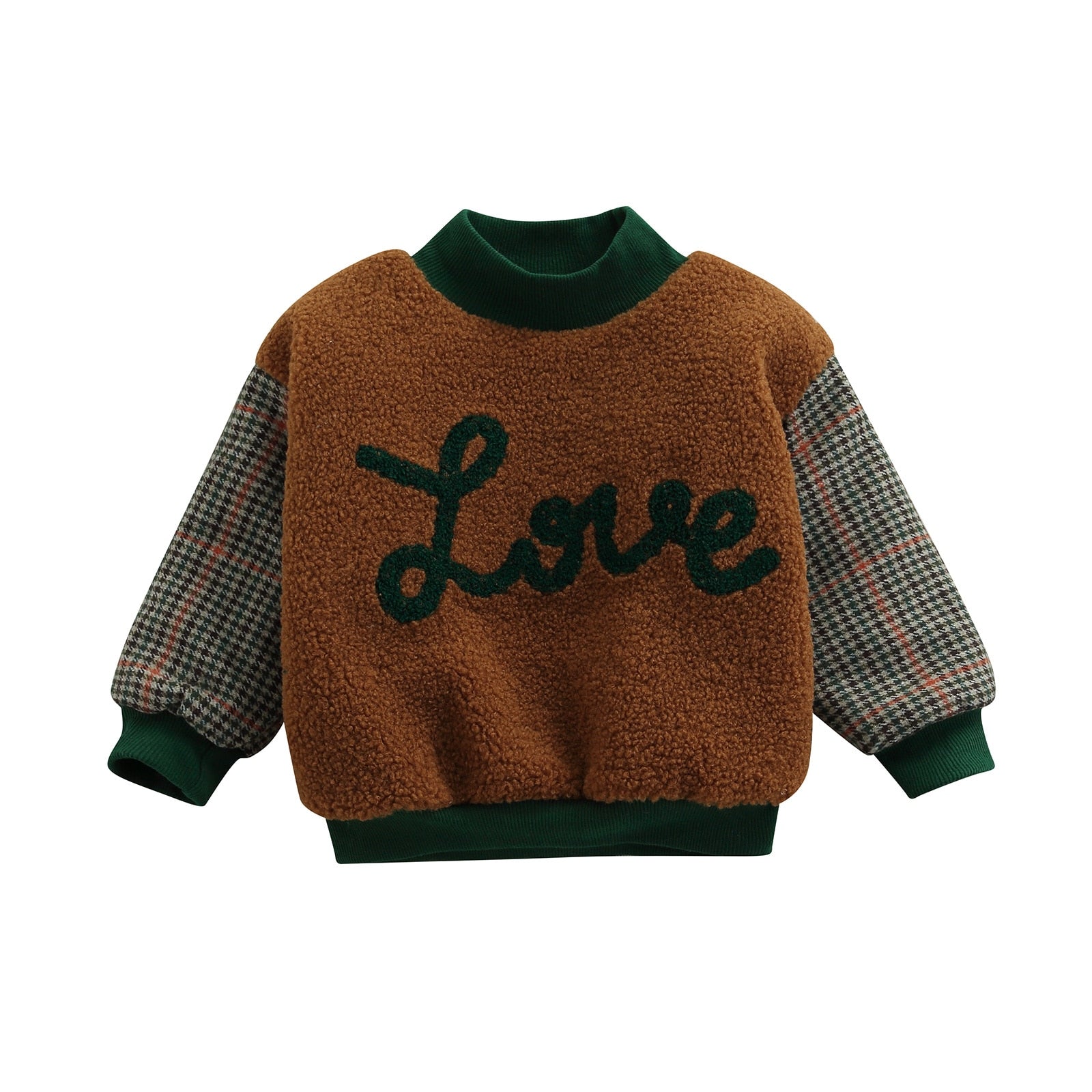 Blusa de Frio Infantil Love casaco Loja Click Certo Marrom 1-2 anos 37cm 